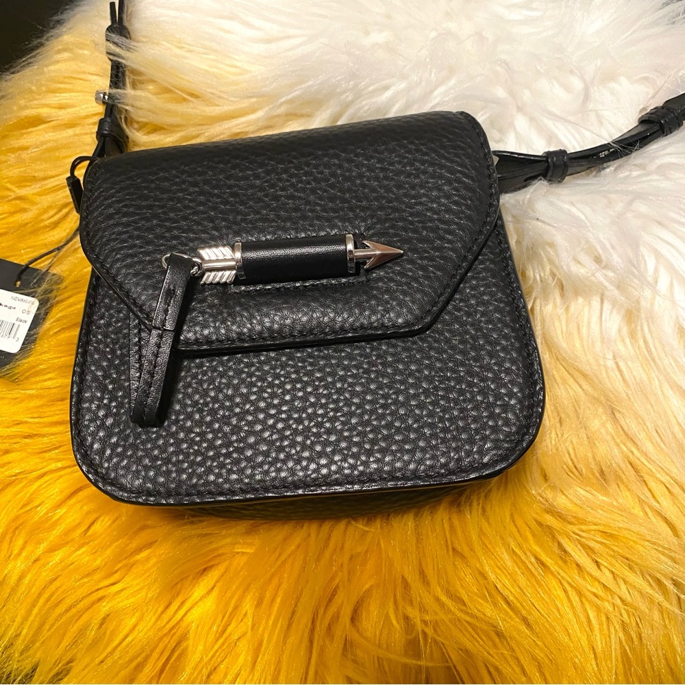 NEW Mackage 'Mini Novaki' Black Crossbody Genuine Pebble Leather  Satchel
